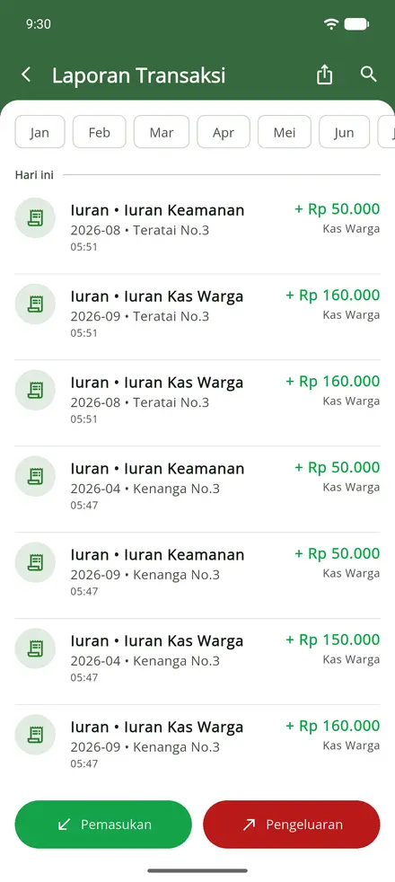 Tangkapan layar aplikasi Sawargi — Buku kas