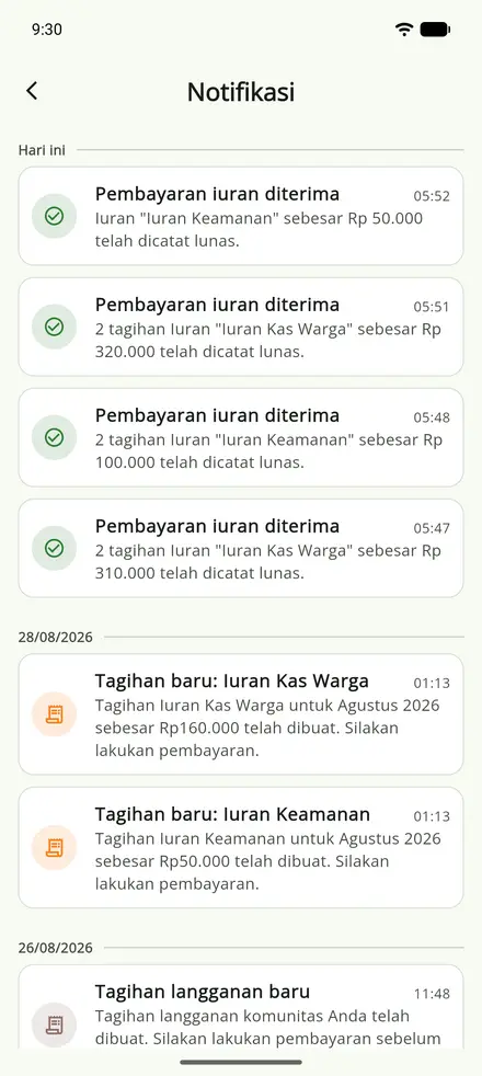 Sawargi app screenshot — Notifications
