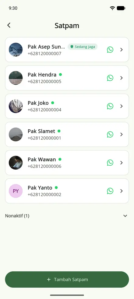 Sawargi app screenshot — Security guards