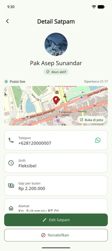 Sawargi app screenshot — Guard detail